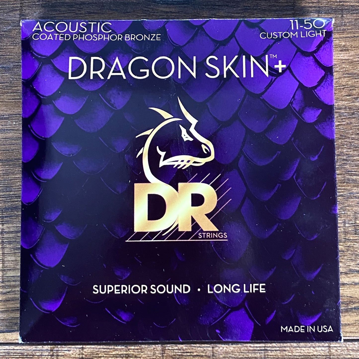 DR Strings DAP-11 Dragon Skins + Coated Phosphor Bronze Acoustic Guitar Set Custom Light 11-50