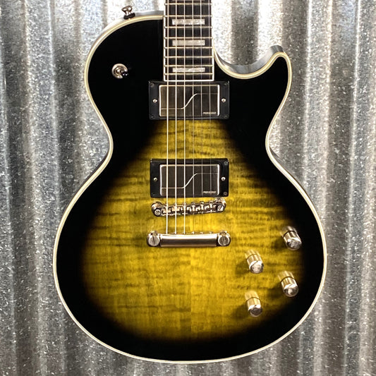Epiphone Les Paul Prophecy Olive Tiger Aged Fishman Fluence Guitar & Bag #6204