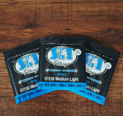 SIT Strings S1150 Power Wound Nickel Medium Light Electric Guitar String Set 3 Pack
