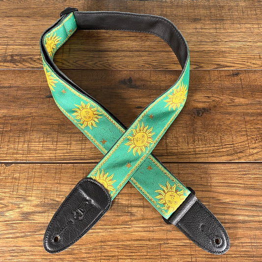 Levy's MPJG-SUN-GRN 2" Jacquard Weave Guitar Bass Strap Green Sun