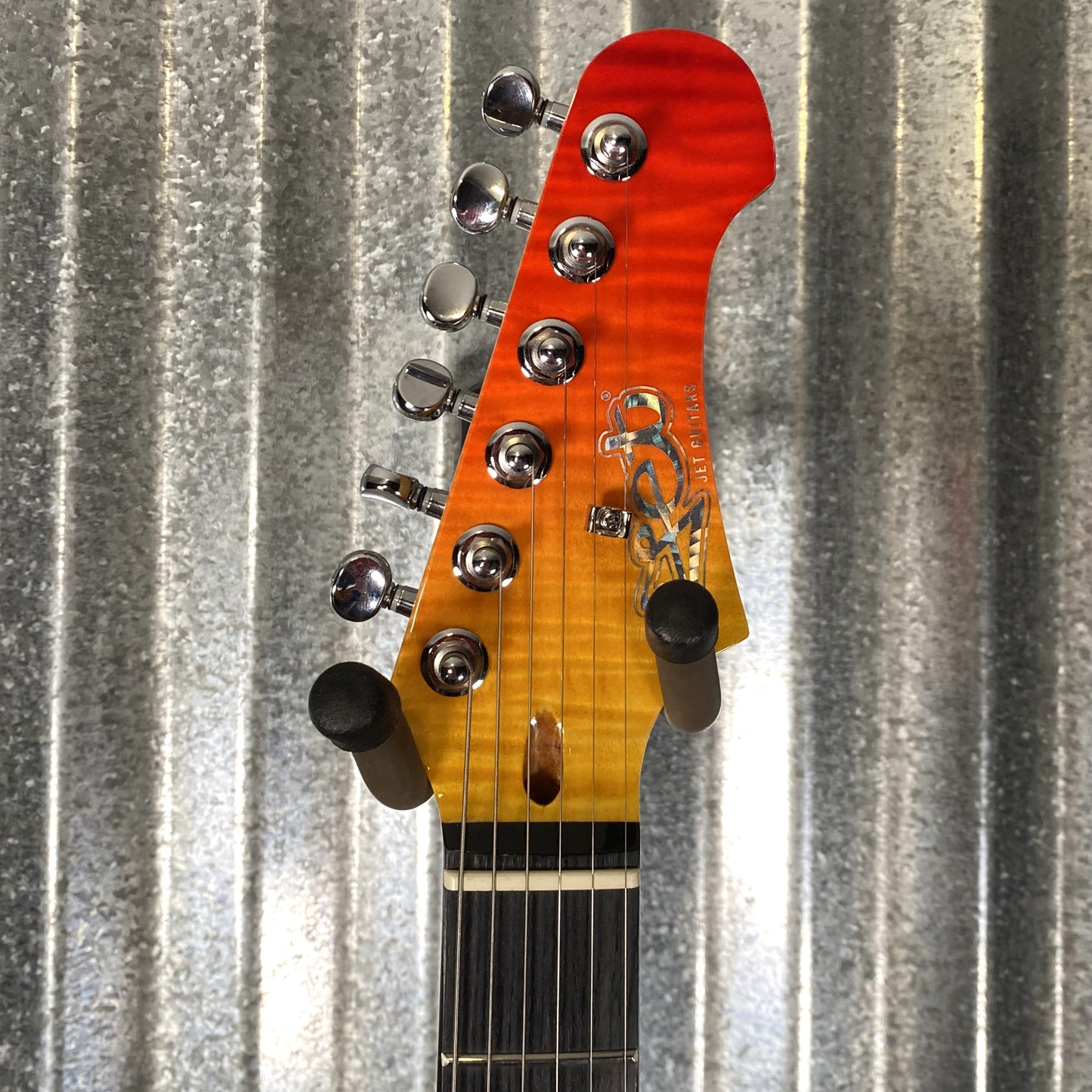 Jet JS600TRS HSS Strat Style Guitar Flame Top Transparent Red Fade #0003 Blem