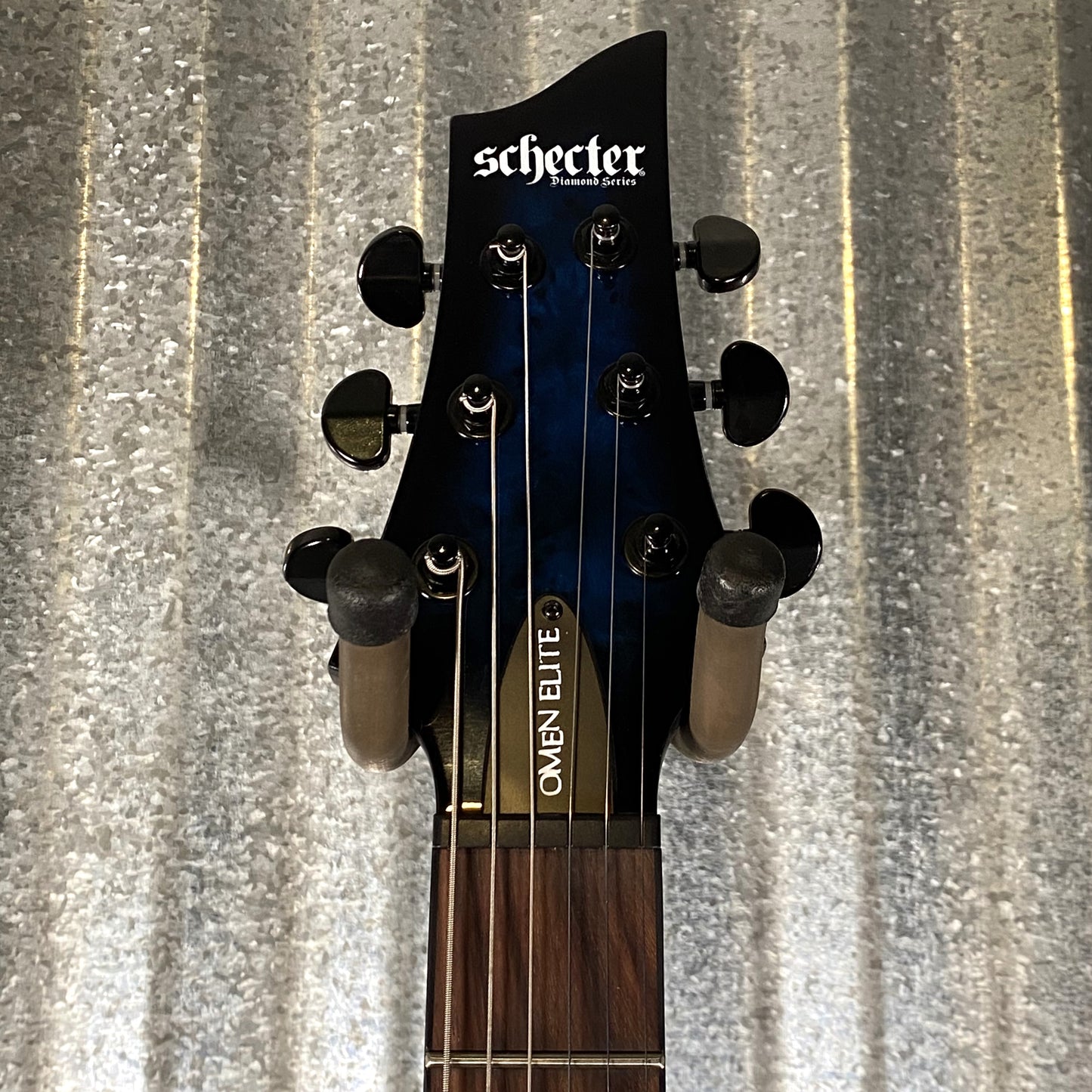 Schecter Omen Elite 6 See Thru Blue Burst Guitar #0817