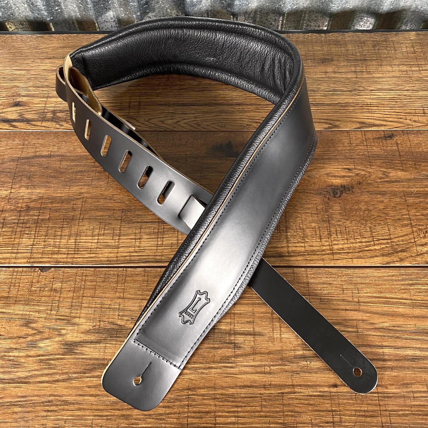 Levy's DM1PD-BLK 3" Padded Leather Guitar Bass Strap Black