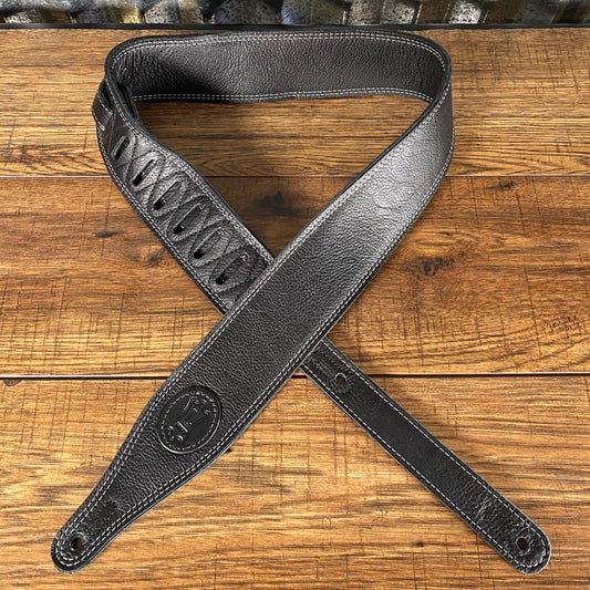 Levy's M17SS-BLK 2.5" Super Soft Leather Guitar Bass Strap Black