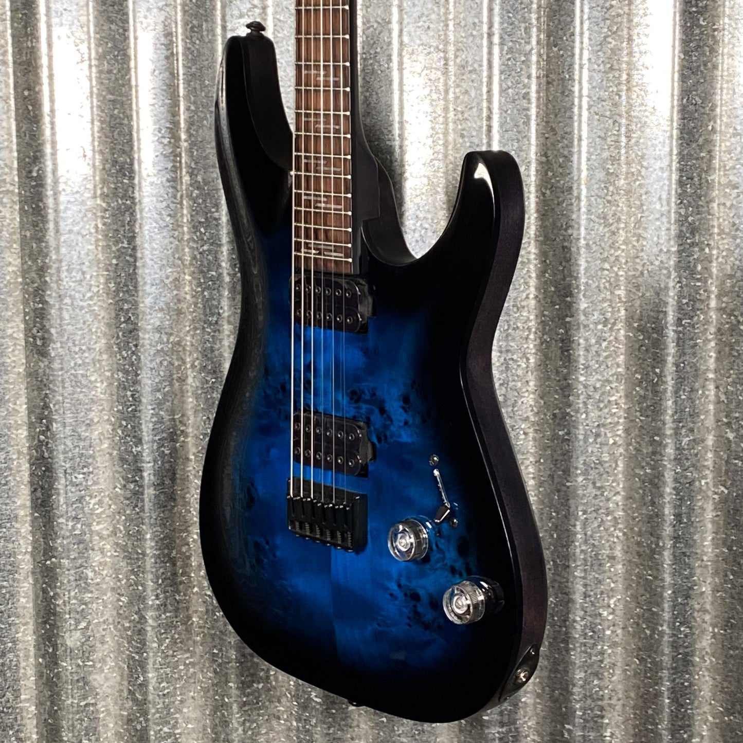 Schecter Omen Elite 6 See Thru Blue Burst Guitar #0817