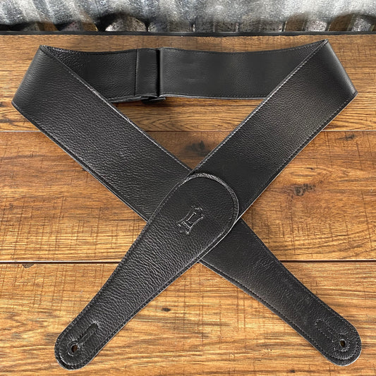 Levy's M7GG3-BLK 3" Leather Guitar Bass Strap Black