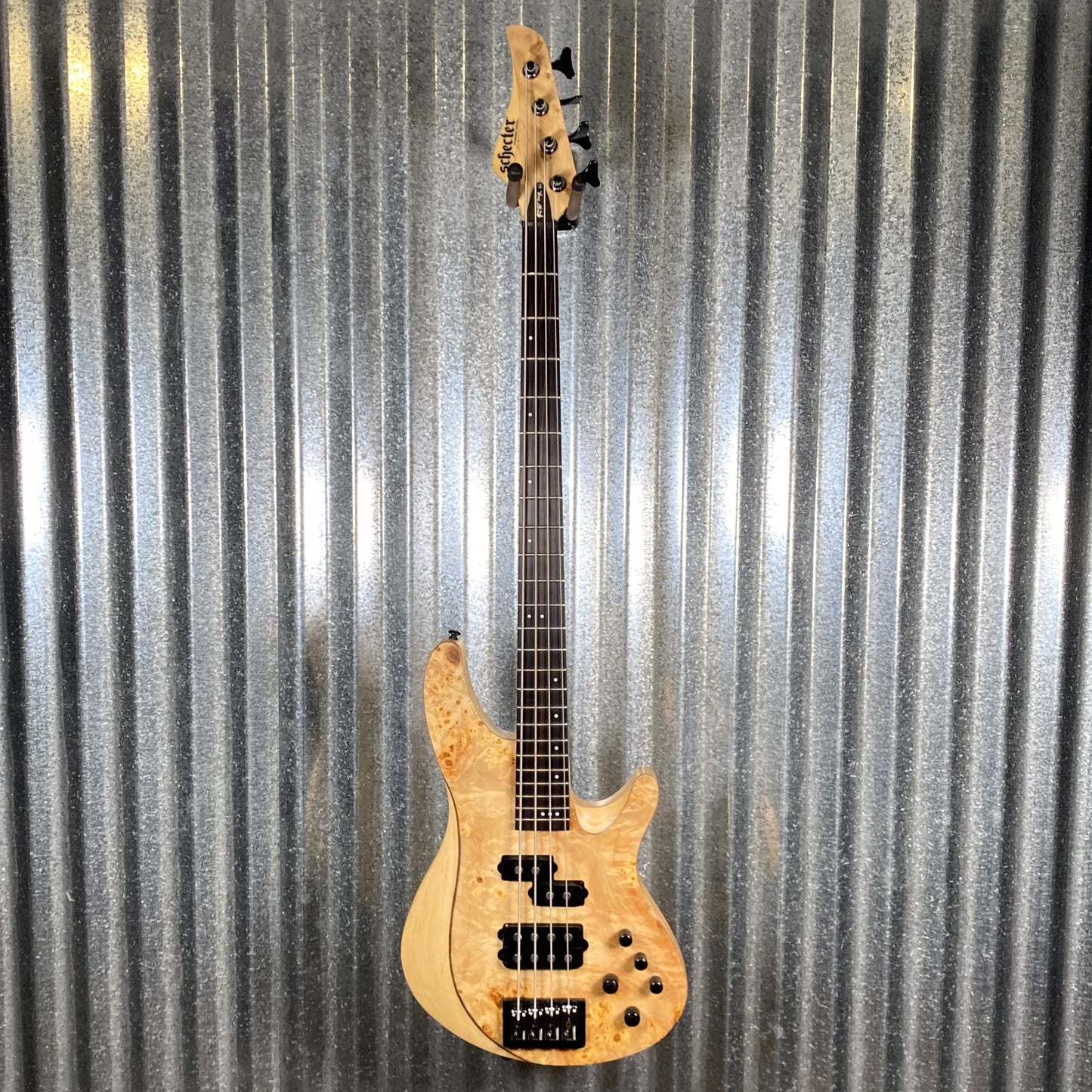 Schecter Reaper 4 String Bass Poplar Burl Top Natural Satin #2113