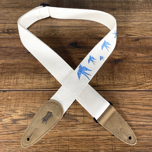 Levy's MC8U-006 2" Cotton Guitar Bass Strap Cream Blue Birds