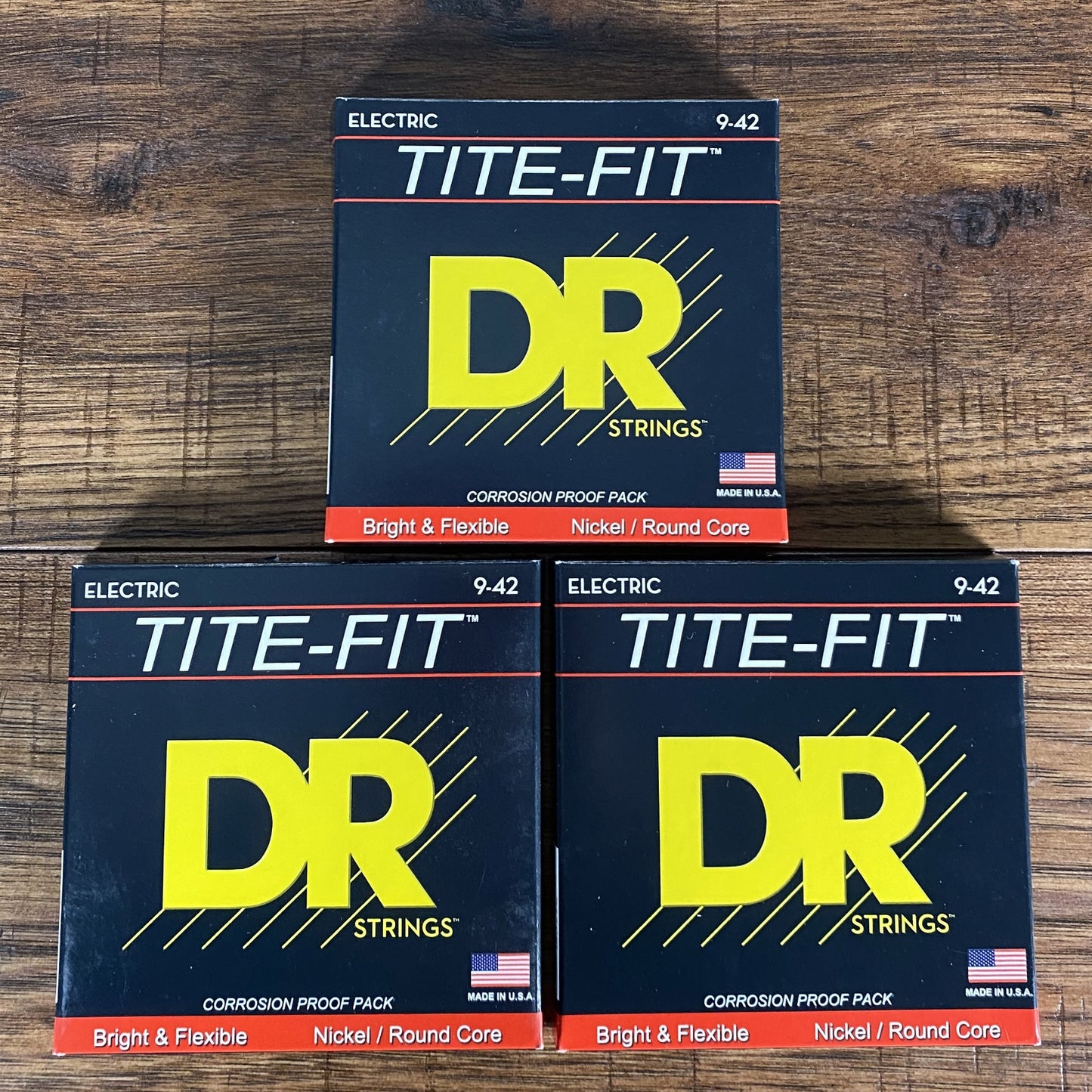 DR Strings LT-9 Tite-Fit Nickel Electric Guitar Set Light 9-42 3 Pack