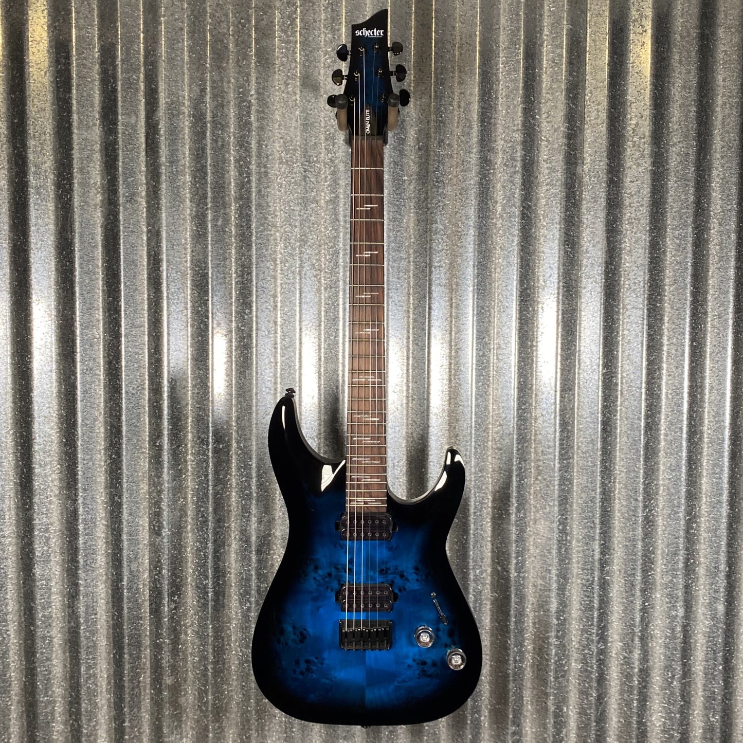 Schecter Omen Elite 6 See Thru Blue Burst Guitar #0817