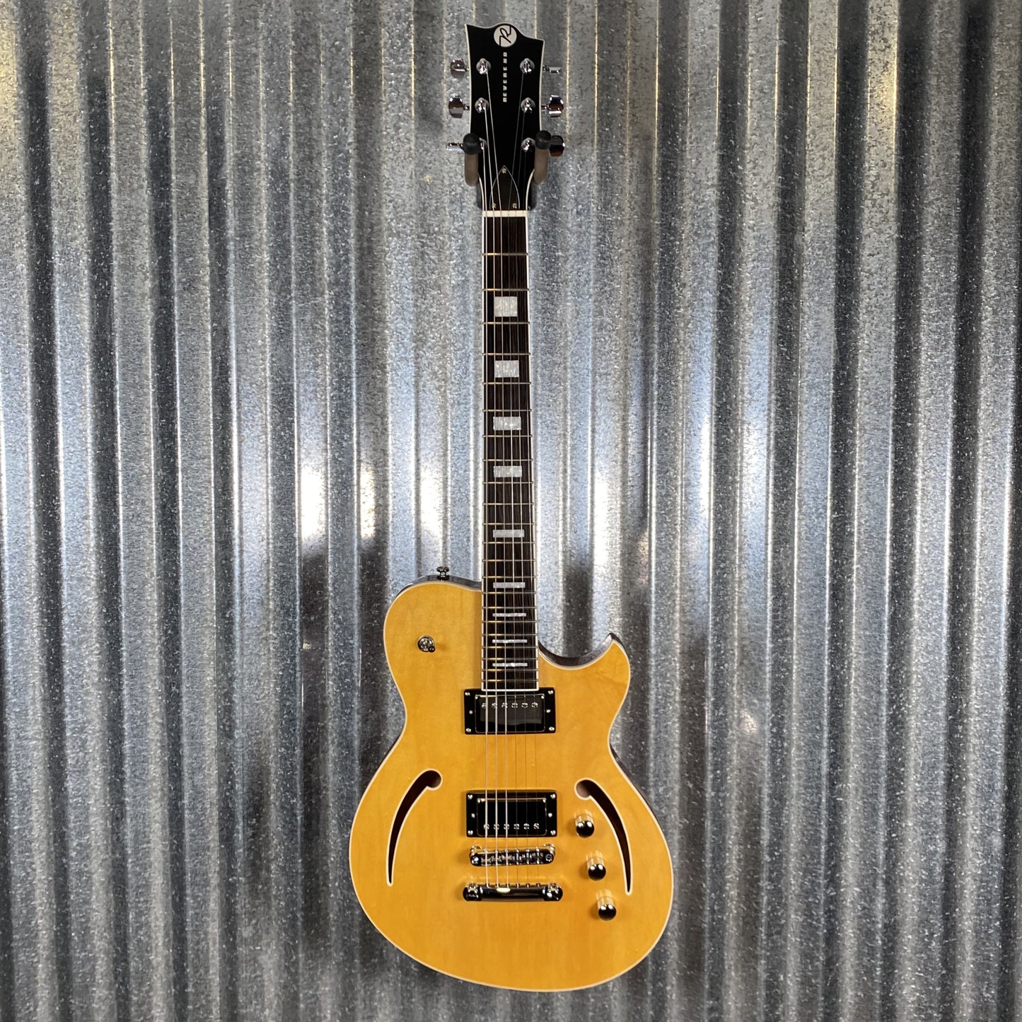 Reverend Limited Edition Roundhouse Semi Hollow Body Archtop Vintage Clear Natural Guitar #4 Blem