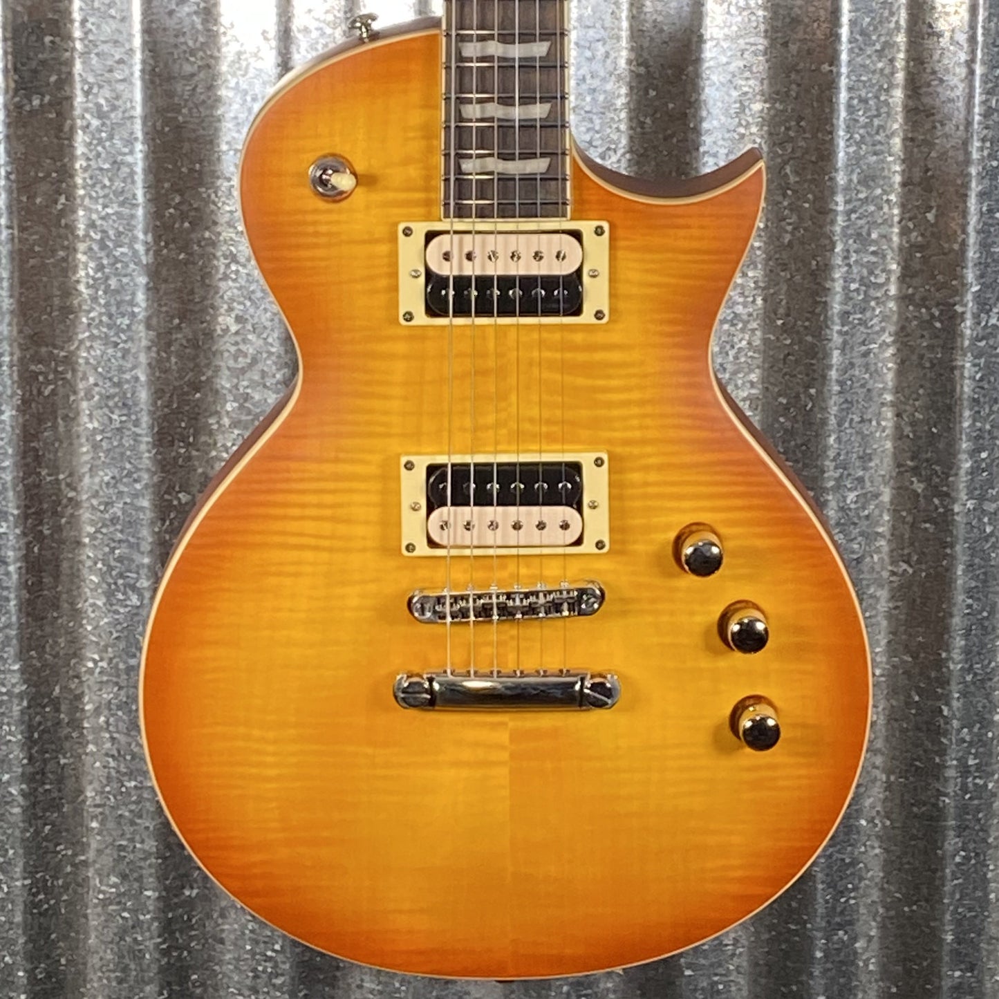 ESP LTD EC-1000T Flame Top Honey Burst Satin Fluence Guitar EC1000TFMHBSF #2180 Used