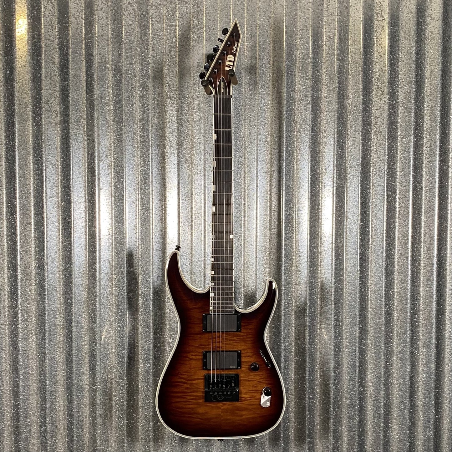 ESP LTD MH-1000 Evertune Flame Dark Brown Sunburst Guitar & Case #0341 Used