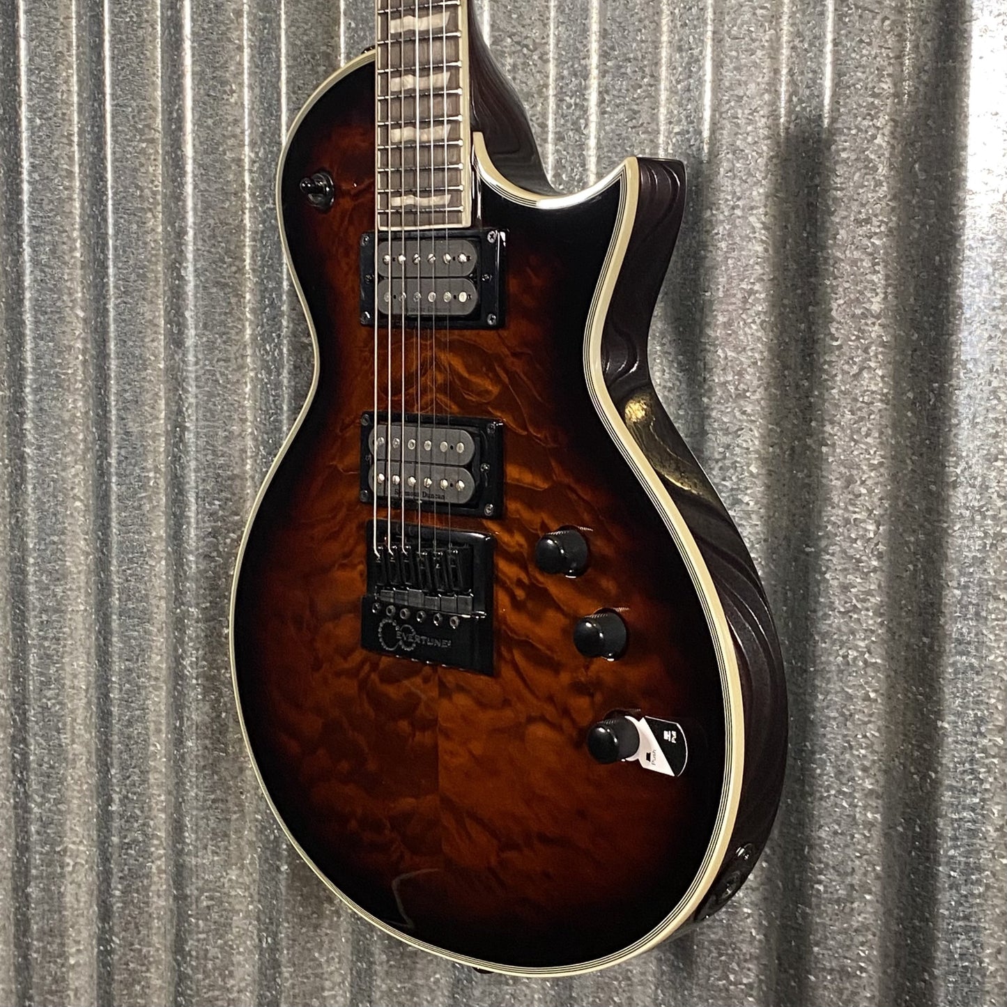 ESP LTD EC-1000 ET Evertune Quilt Top Dark Brown Sunburst Guitar & Case #1459 Used