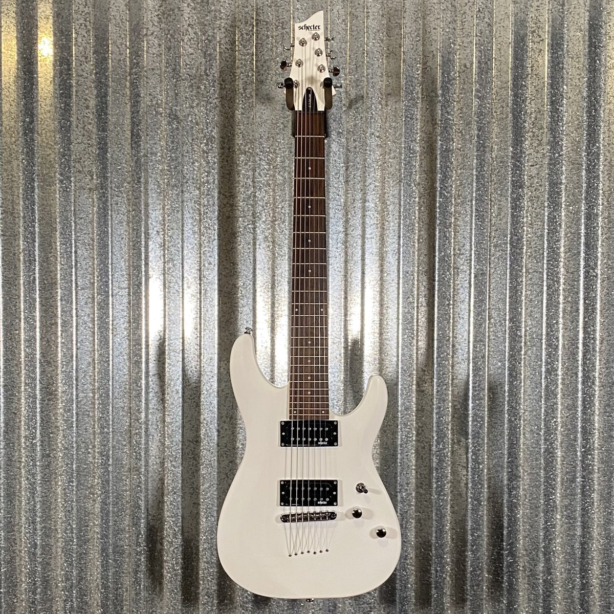 Schecter C-7 Deluxe 7 String Matte White Guitar #1777 Used