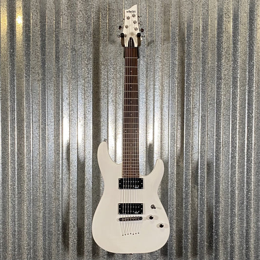 Schecter C-7 Deluxe 7 String Matte White Guitar #1777 Used