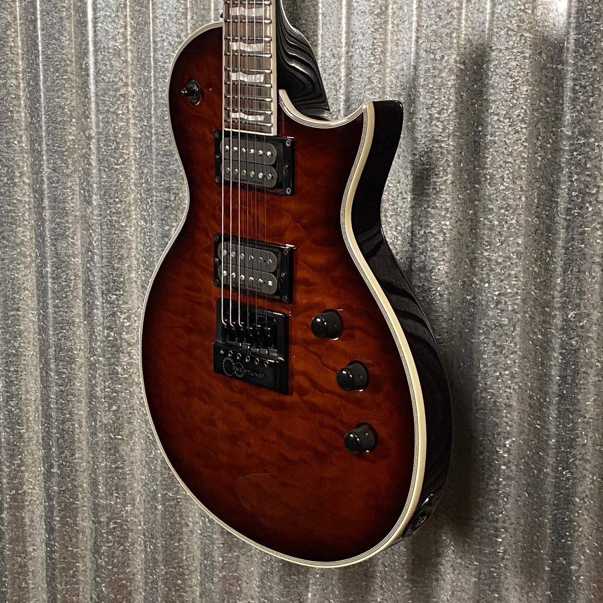 ESP LTD EC-1000 ET Evertune Dark Brown Sunburst Guitar EC1000ETQMDBSB #0700 Used