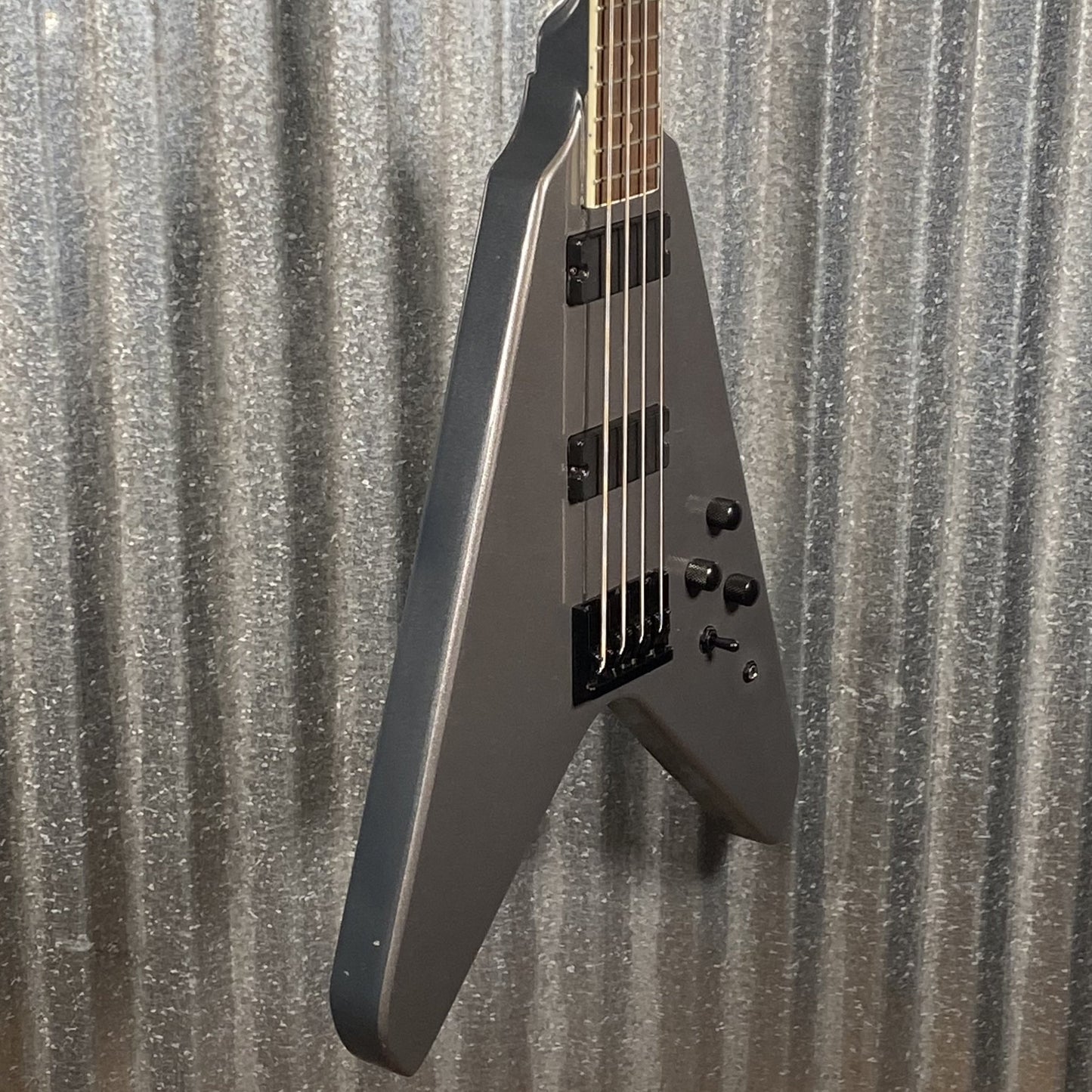 HardLuck Kings Cobra V 4 String Bass Gun Metal & Case #26001 Used