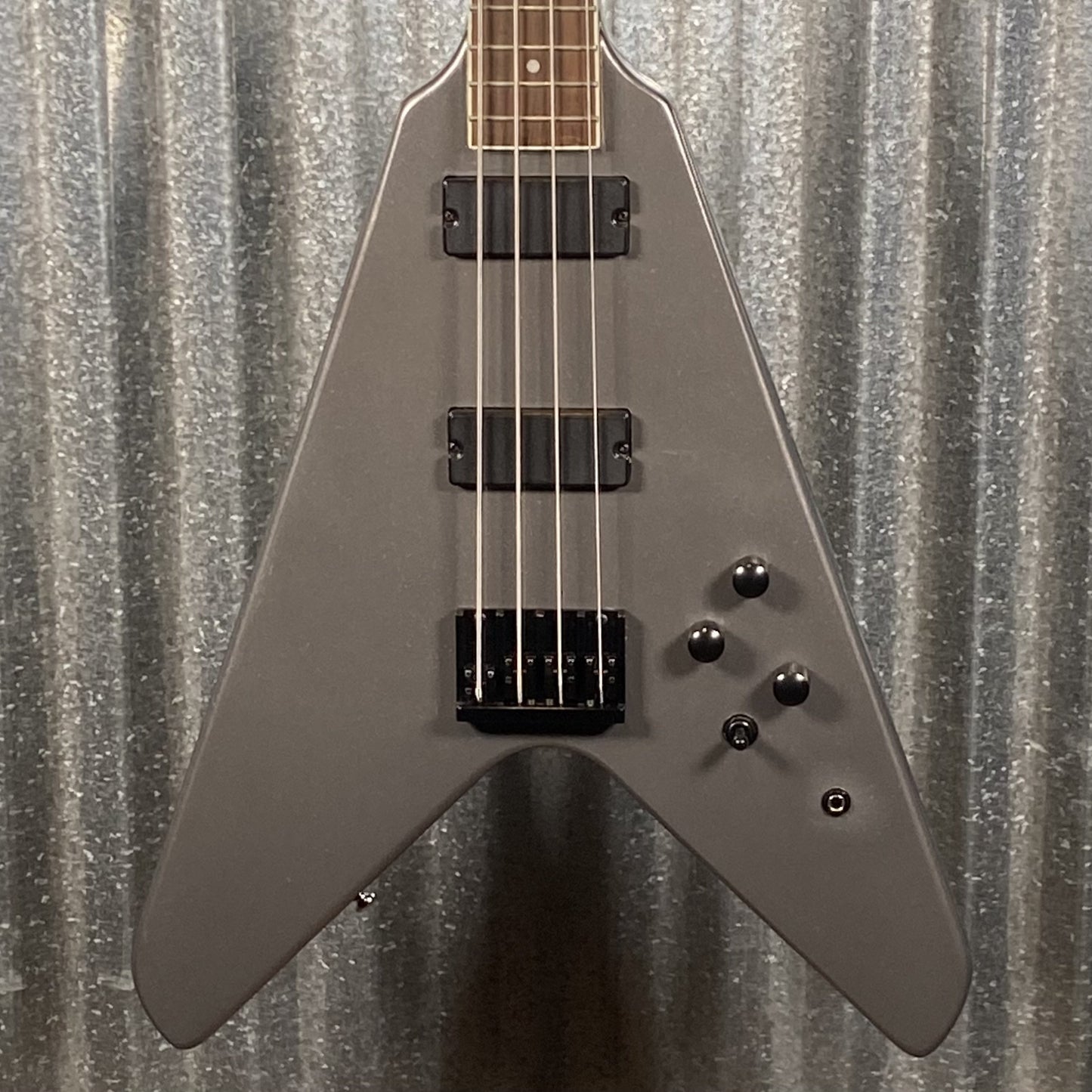 HardLuck Kings Cobra V 4 String Bass Gun Metal & Case #26001 Used