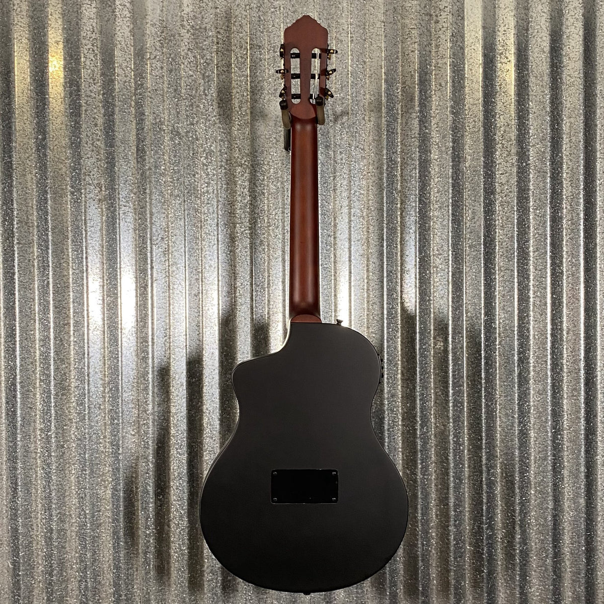 Ortega RTPSTD-SBK Black Thinline Nylon Acoustic Electric Guitar & Bag #0547