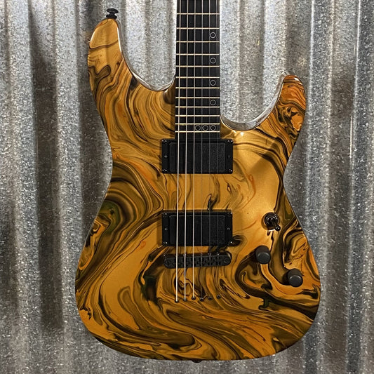 Schecter C-1 Hydro Dip Golden Eclipse Guitar #0741