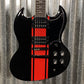 Westcreek Guitars Racer SG Offset Style Black Red Stripe #0043 Used