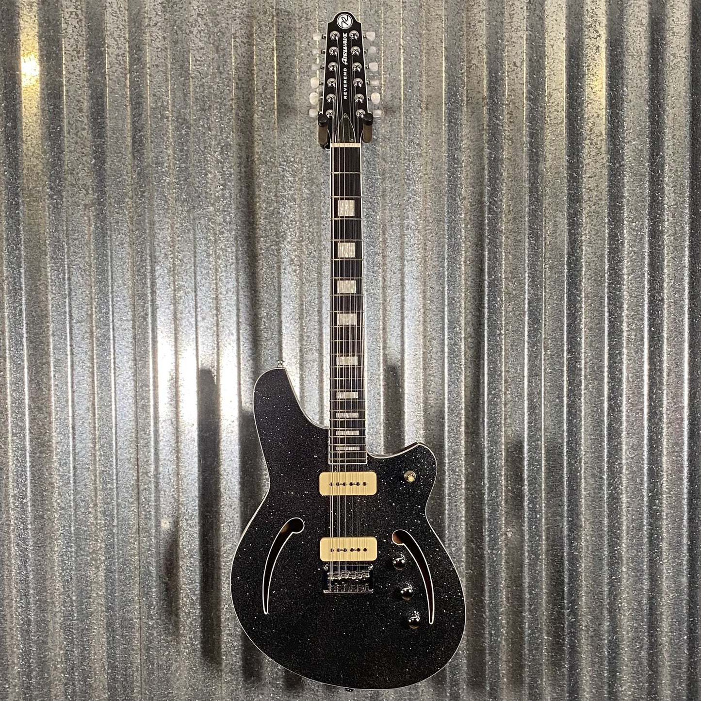 Reverend Airwave 12 String Black Sparkle Semi Hollow Guitar #71265