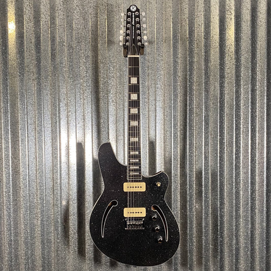 Reverend Airwave 12 String Black Sparkle Semi Hollow Guitar #71265