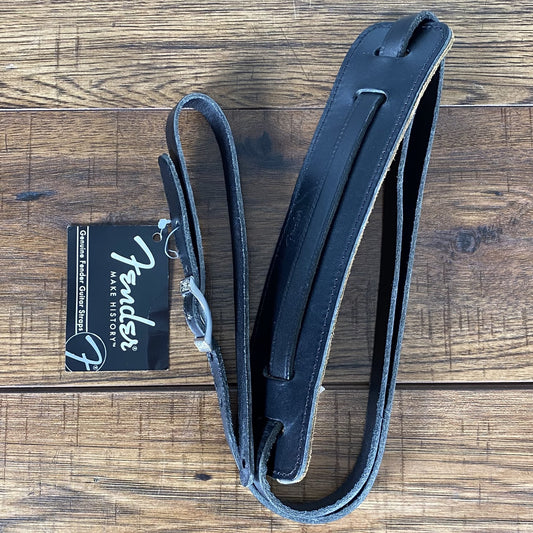 Fender Deluxe Vintage Strap Black Leather 099-0664-006 Used