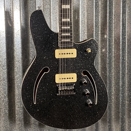 Reverend Airwave 12 String Black Sparkle Semi Hollow Guitar #71265