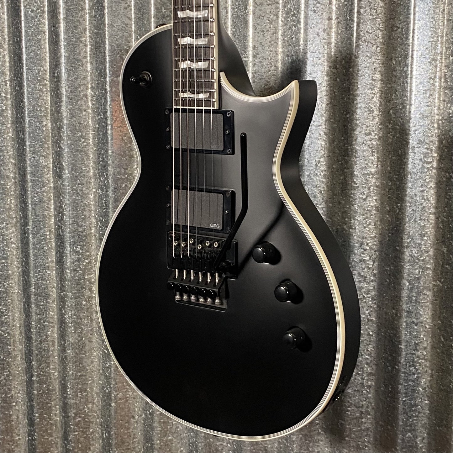 ESP LTD EC-1000 FR Floyd Rose Black Satin EMG Guitar & Case #2978 Used