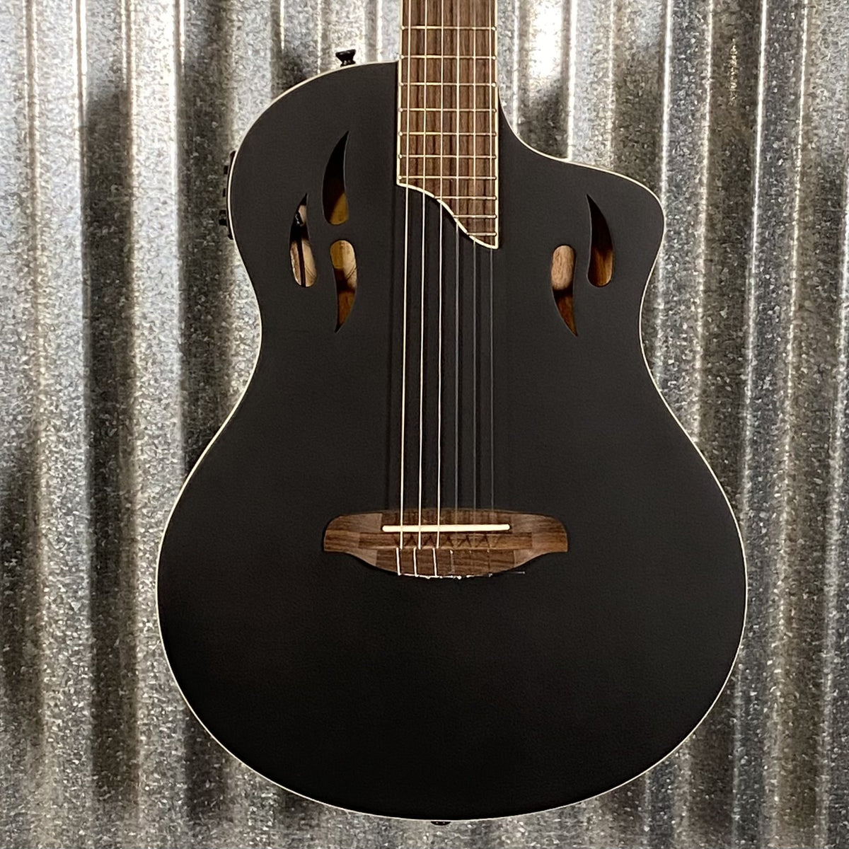 Ortega RTPSTD-SBK Black Thinline Nylon Acoustic Electric Guitar & Bag #0547