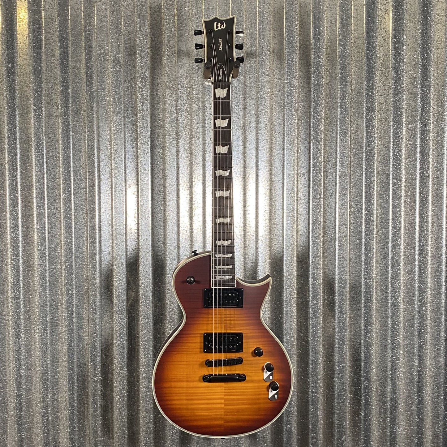 ESP LTD EC-1000T CMT Flame Top Tobacco Sunburst Satin Guitar #0156  Used