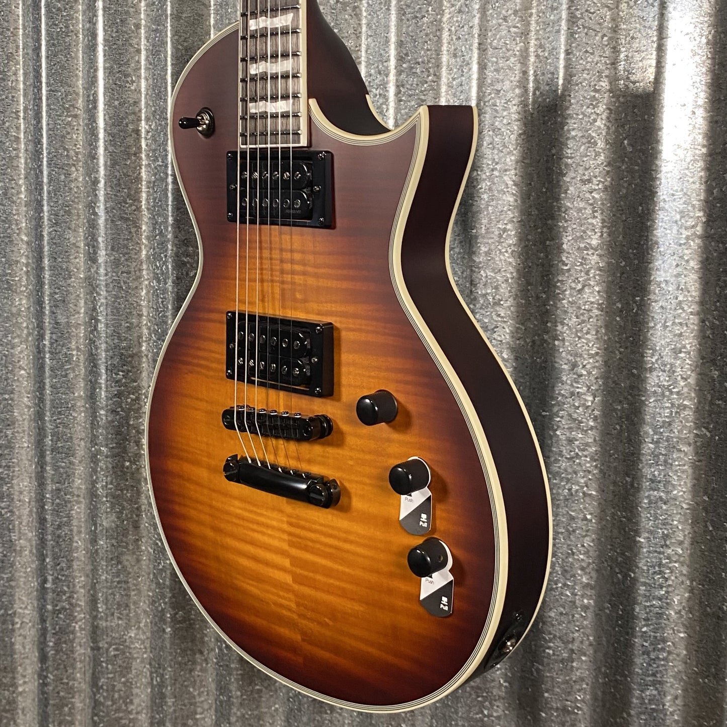 ESP LTD EC-1000T CMT Flame Top Tobacco Sunburst Satin Guitar #0156  Used