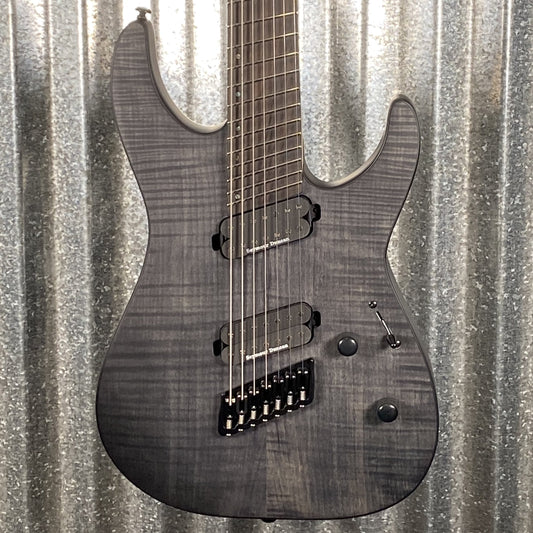 ESP LTD M-1007 7 String Multi Scale Flame See Thru Black Satin Guitar M1007MSFMSTBLKS #1012 Used