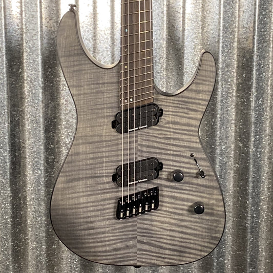 ESP LTD M-1000 Multi Scale Flame Top See Thru Black Satin Guitar M1000MSFMSTBLKS #0382 Used