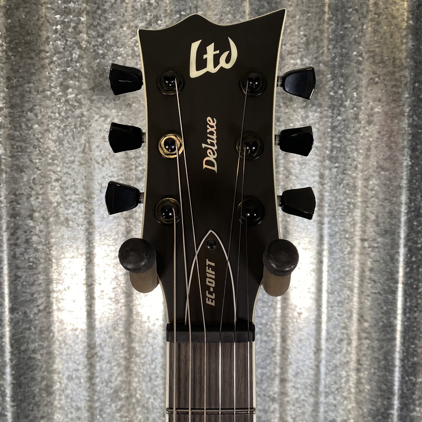 ESP LTD EC-01FT QM Quilt Top Charcoal Burst Satin Teardrop Guitar EC01FTQMCHBS #0620 Used