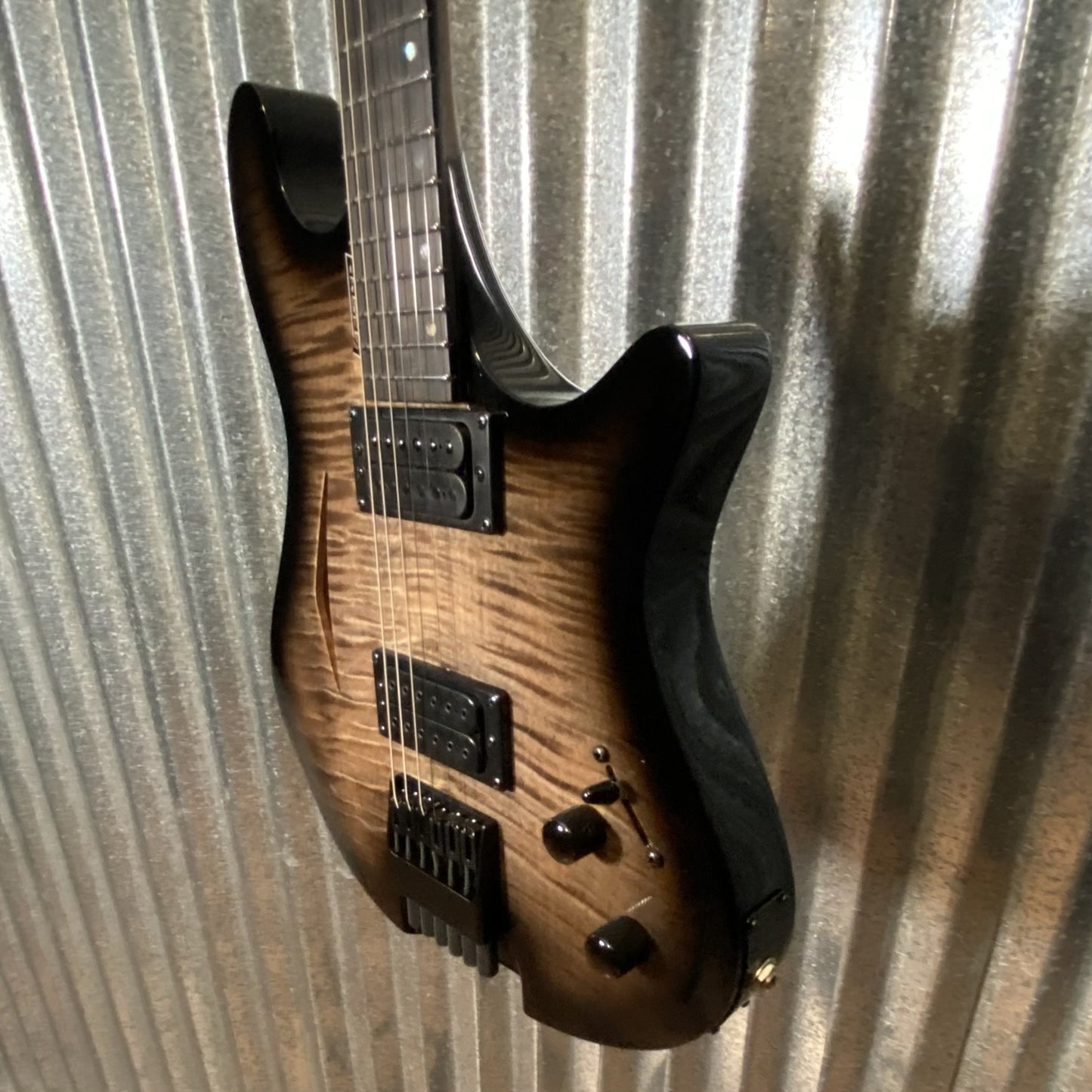 Kiesel M6 Tim Miller Semi Hollow Headless Black Burst Guitar & Bag #159557