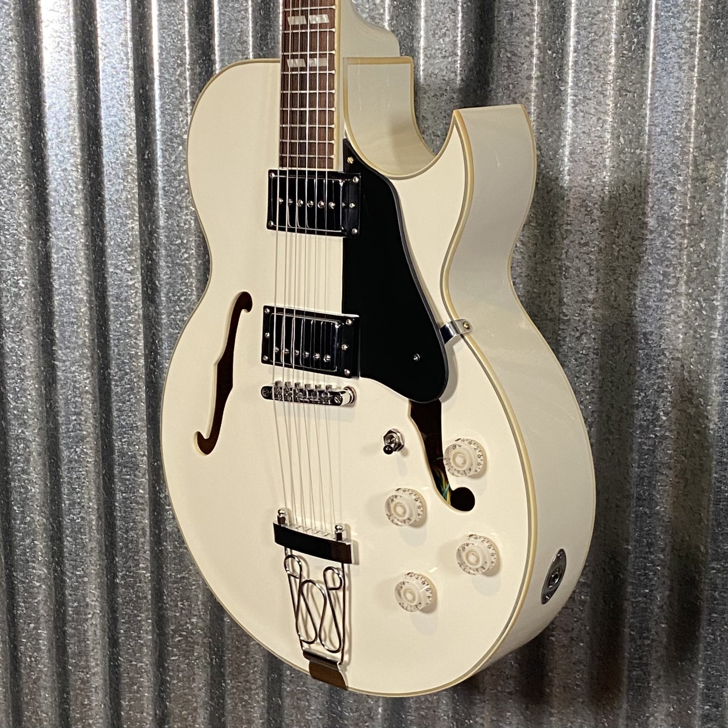 Glen Burton GE775 Chicago Hollow Body White Guitar #0000 Used