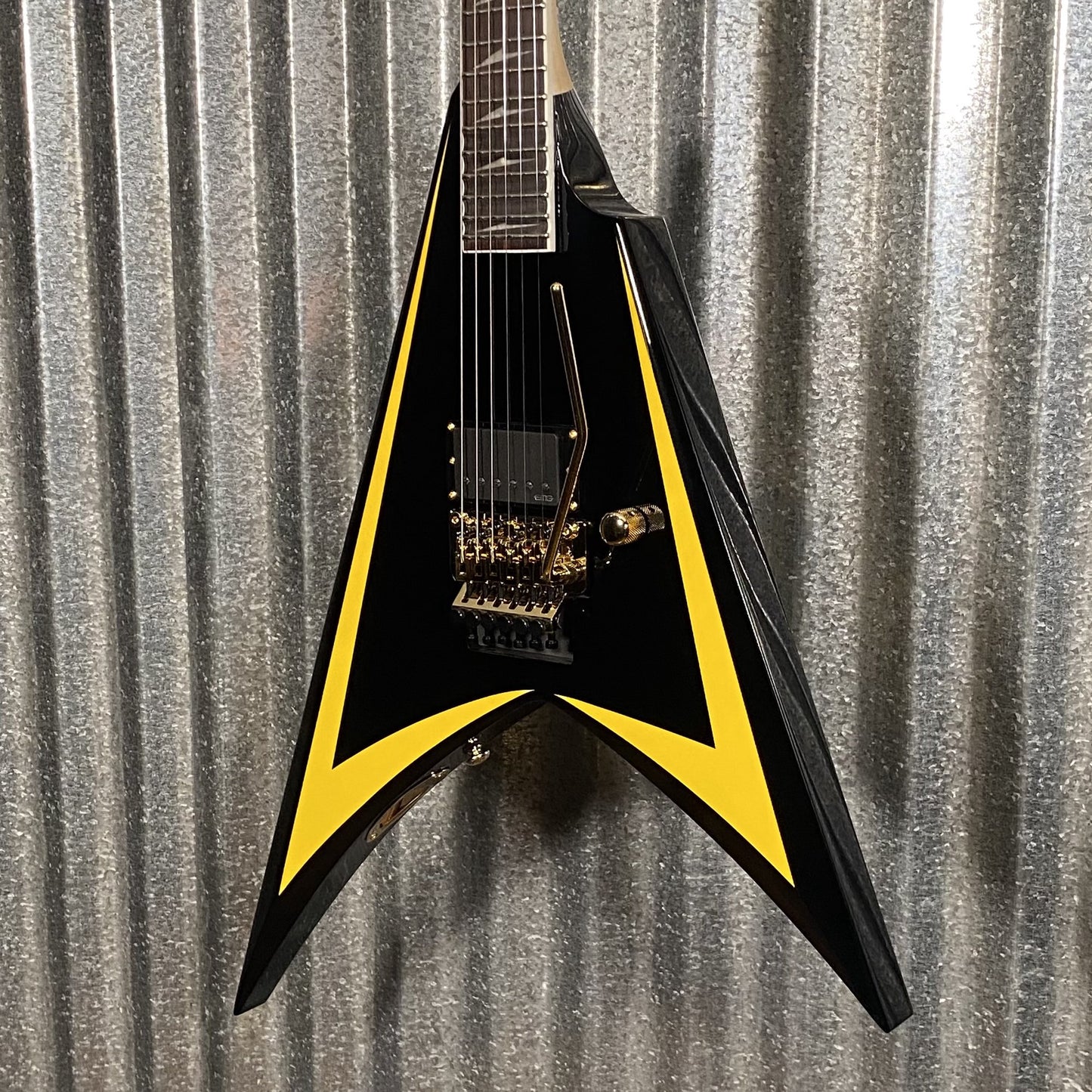 ESP LTD Alexi Laiho Arrowhead SE Black Yellow Pinstripe Guitar & Case USED #0904