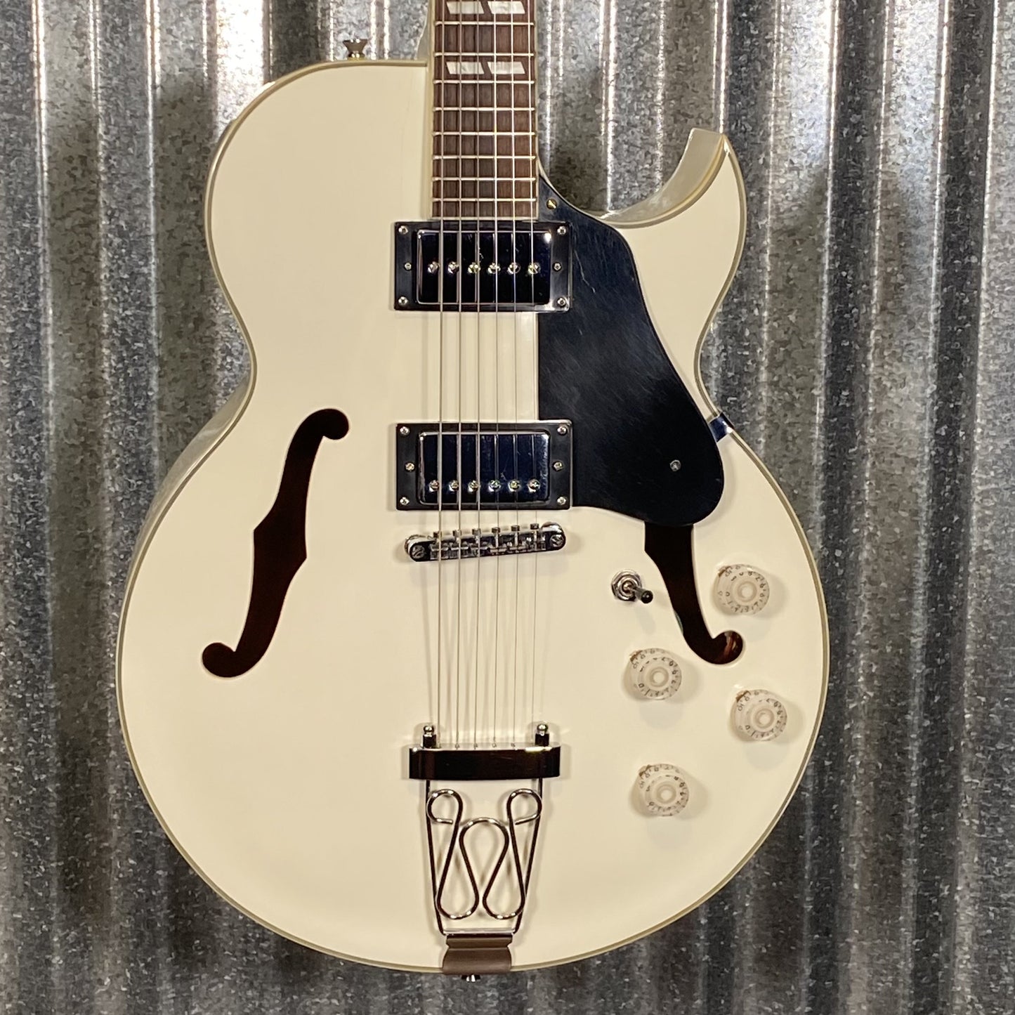 Glen Burton GE775 Chicago Hollow Body White Guitar #0000 Used