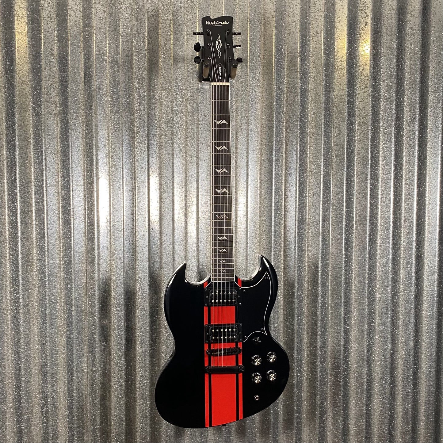 Westcreek Guitars Racer SG Offset Style Black Red Stripe #0013 Used