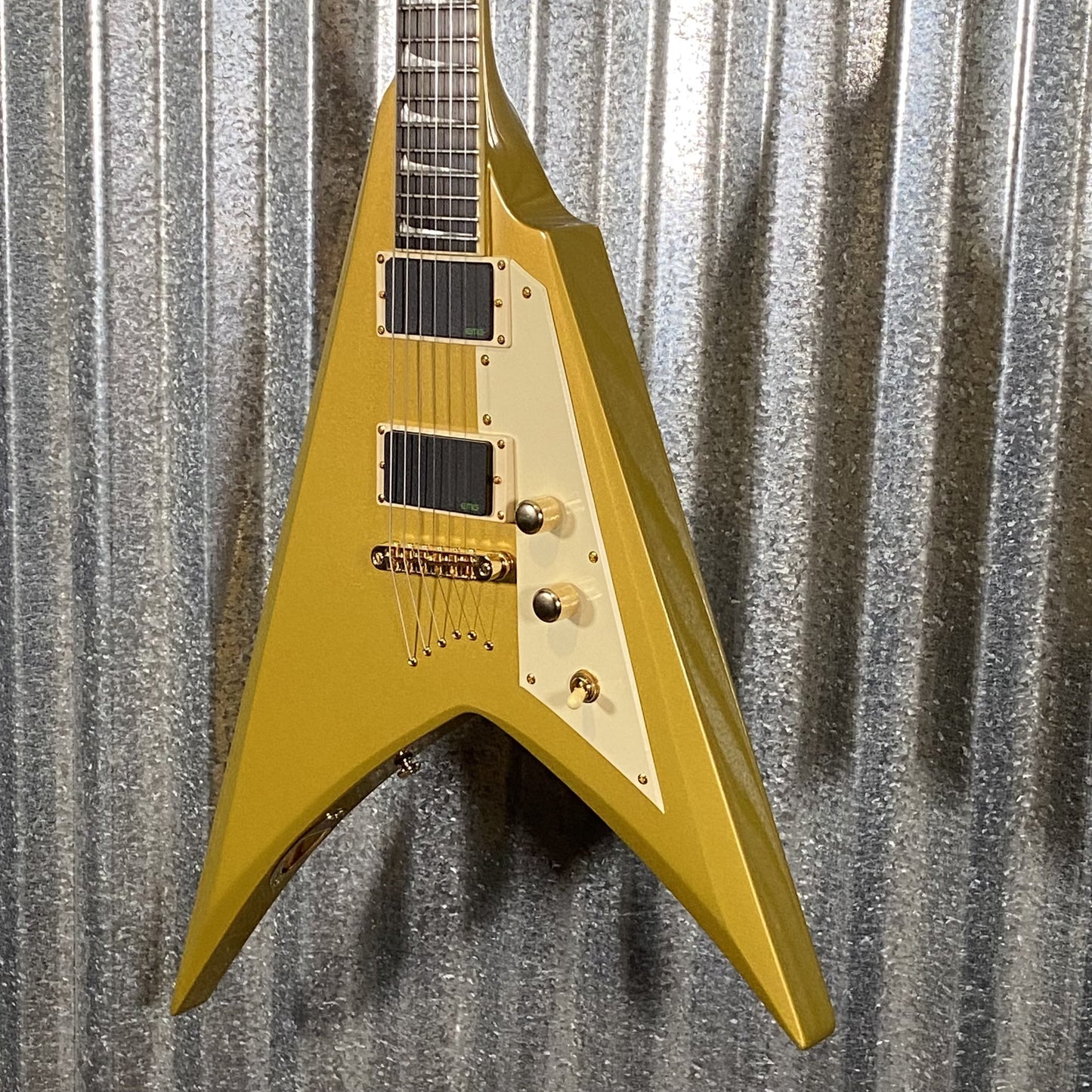 ESP LTD KH-V Kirk Hammett V Gold Sparkle EMG Guitar & Case #0961 Used