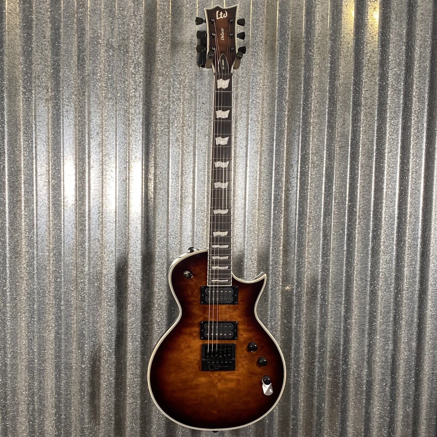 ESP LTD EC-1000 ET Evertune Quilt Top Dark Brown Sunburst Guitar EC1000ETQMDBSB #0074 Used