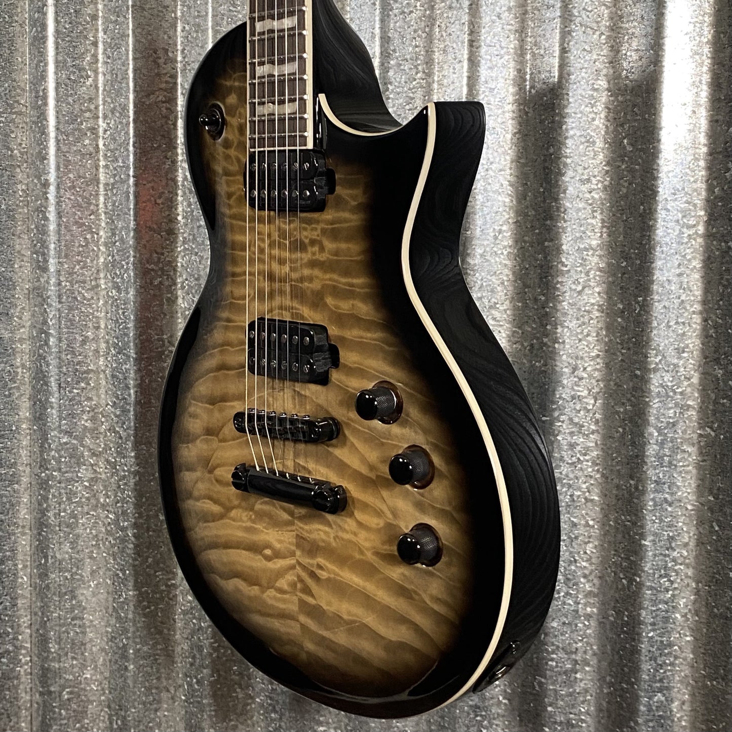 ESP LTD EC-1000T CMT Quilt Top Charcoal Burst Guitar #1789 Used