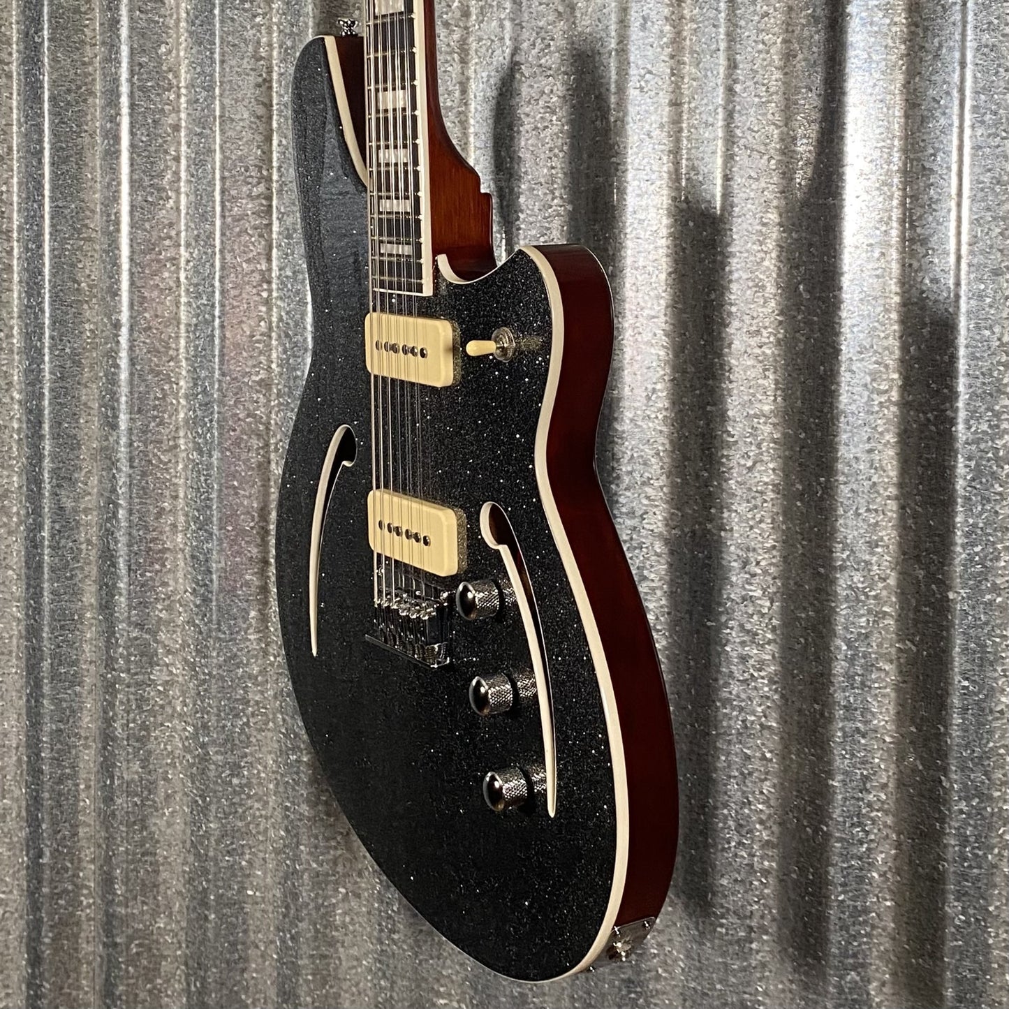 Reverend Airwave 12 String Black Sparkle Semi Hollow Guitar #71265