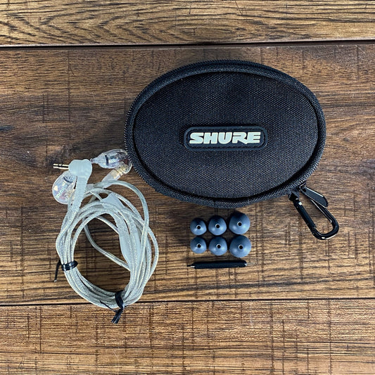 Shure SE215 Sound Isolating Earphone In Ear Monitor Set Clear Used