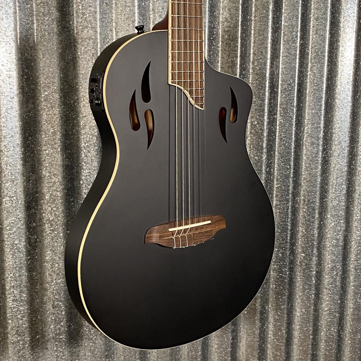 Ortega RTPSTD-SBK Black Thinline Nylon Acoustic Electric Guitar & Bag #0547