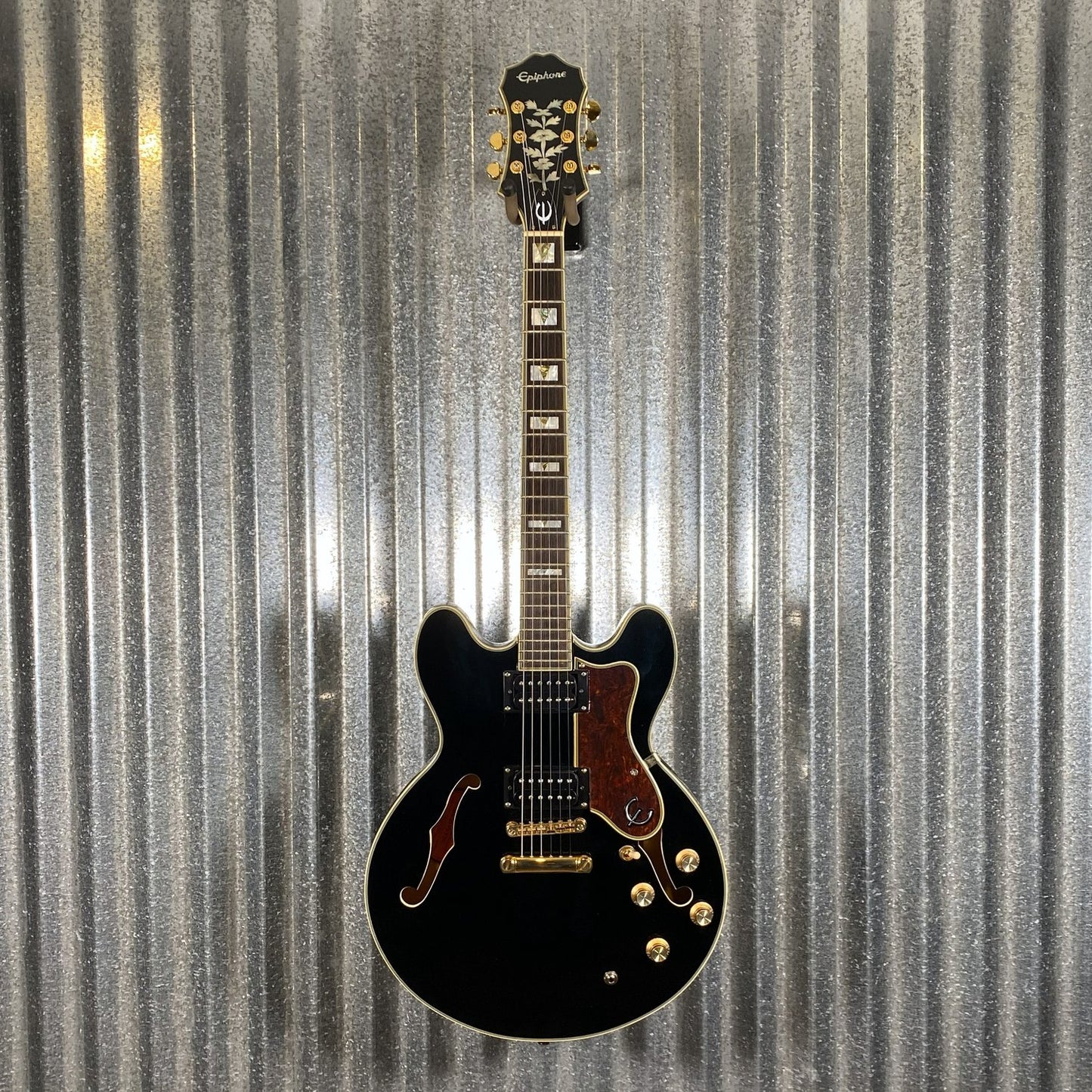 Epiphone Sheraton II Pro Semi Hollow Black Guitar #3545 Used
