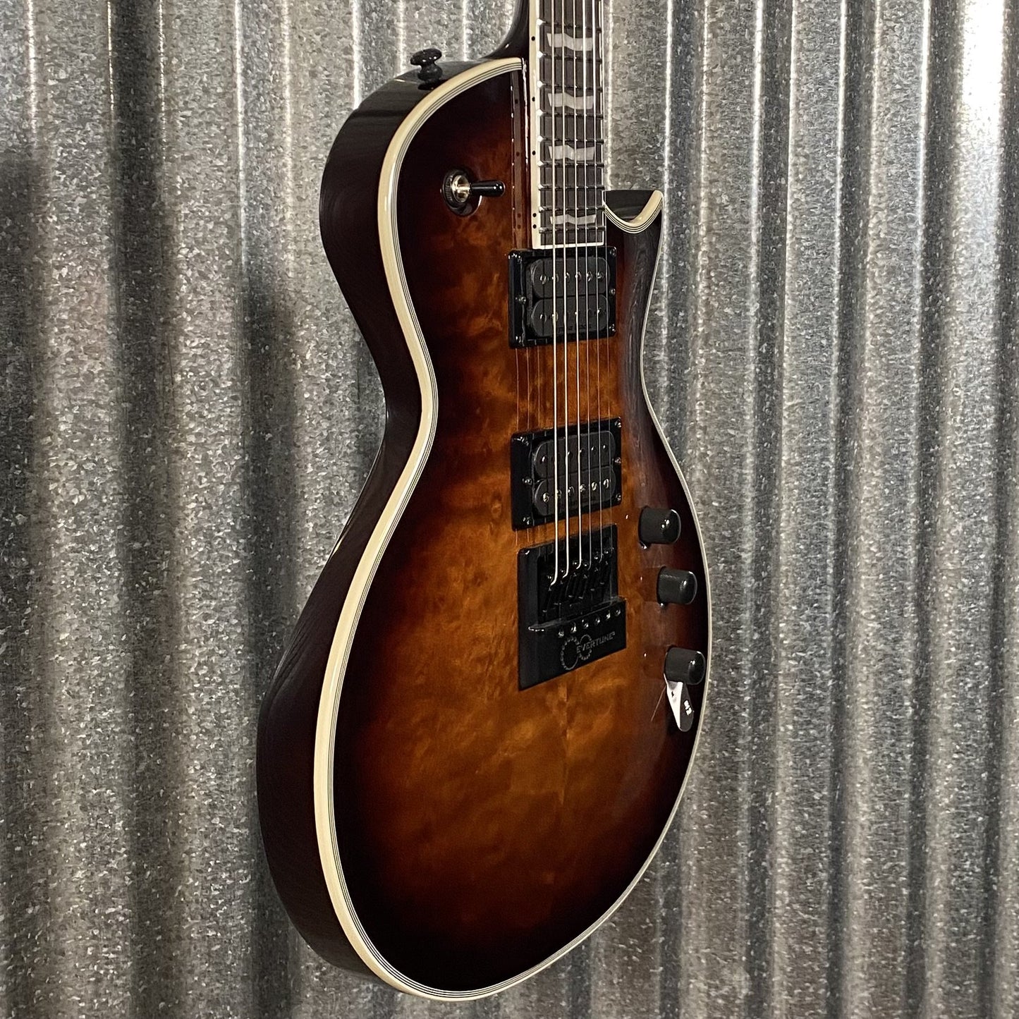 ESP LTD EC-1000 ET Evertune Quilt Top Dark Brown Sunburst Guitar EC1000ETQMDBSB #0074 Used